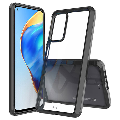 Silicone Transparent Frame Case Cover 360 Degrees ZJ5 for Xiaomi Mi 10T 5G Black