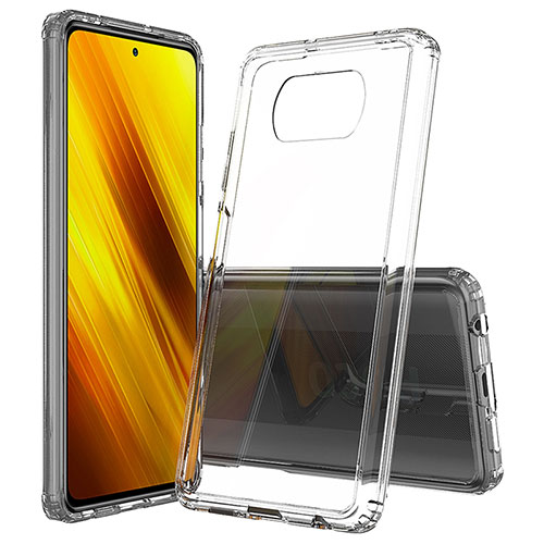 Silicone Transparent Frame Case Cover 360 Degrees ZJ5 for Xiaomi Poco X3 Pro Clear
