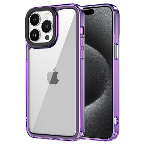 Silicone Transparent Frame Case Cover AC1 for Apple iPhone 13 Pro Clove Purple