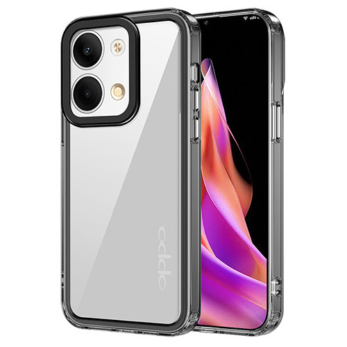 Silicone Transparent Frame Case Cover AC1 for Oppo Reno9 Pro 5G Black