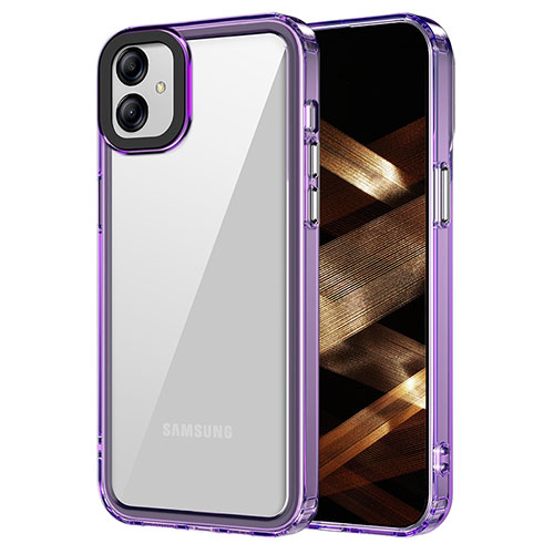 Silicone Transparent Frame Case Cover AC1 for Samsung Galaxy A04 4G Clove Purple