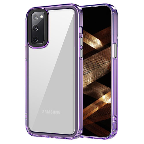 Silicone Transparent Frame Case Cover AC1 for Samsung Galaxy S20 FE (2022) 5G Clove Purple