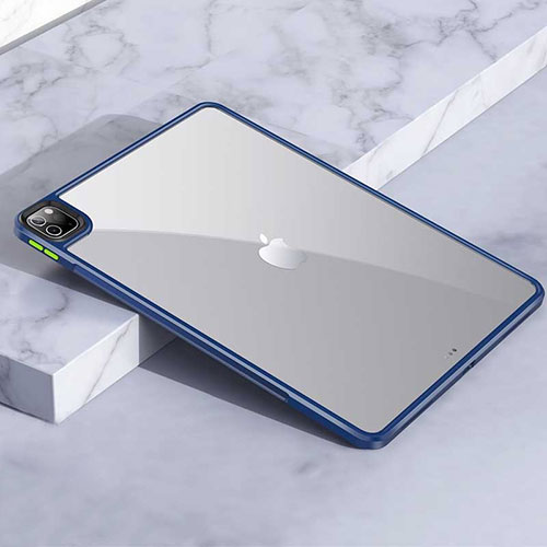 Silicone Transparent Frame Case Cover for Apple iPad Pro 12.9 (2020) Blue