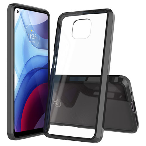 Silicone Transparent Frame Case Cover for Motorola Moto G Power (2021) Black