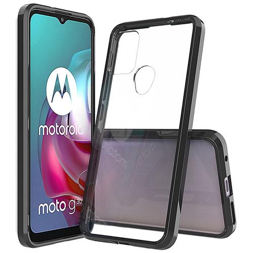 Silicone Transparent Frame Case Cover for Motorola Moto G30 Black