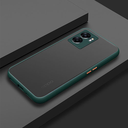 Silicone Transparent Frame Case Cover for Oppo A56S 5G Midnight Green