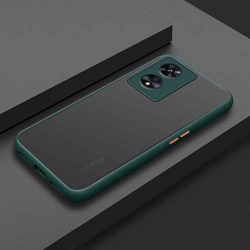 Silicone Transparent Frame Case Cover for Oppo A58 5G Midnight Green