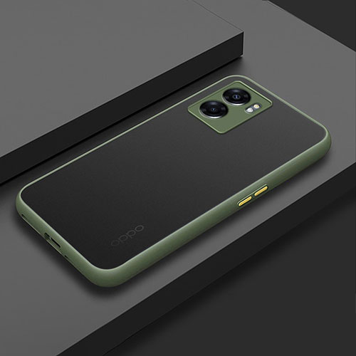 Silicone Transparent Frame Case Cover for Realme V23 5G Army green