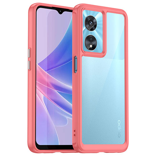 Silicone Transparent Frame Case Cover J01S for Oppo A78 5G Red