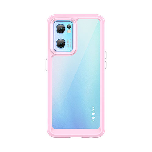 Silicone Transparent Frame Case Cover J01S for Oppo Reno7 5G Pink