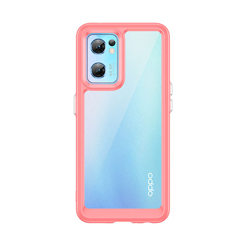 Silicone Transparent Frame Case Cover J01S for Oppo Reno7 5G Red