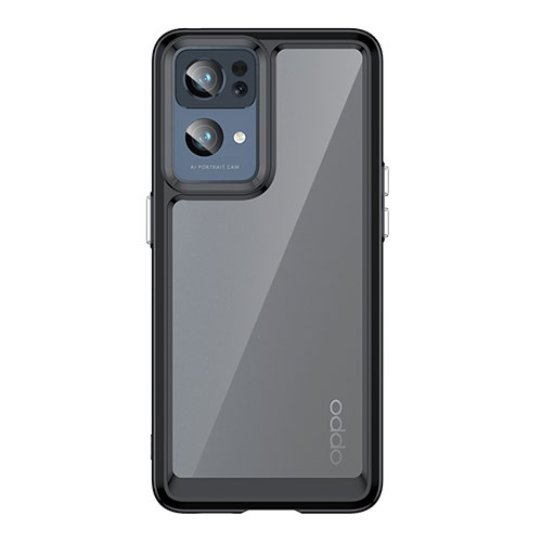 Silicone Transparent Frame Case Cover J01S for Oppo Reno7 Pro 5G Black
