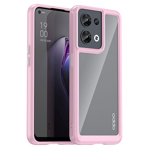 Silicone Transparent Frame Case Cover J01S for Oppo Reno8 5G Pink