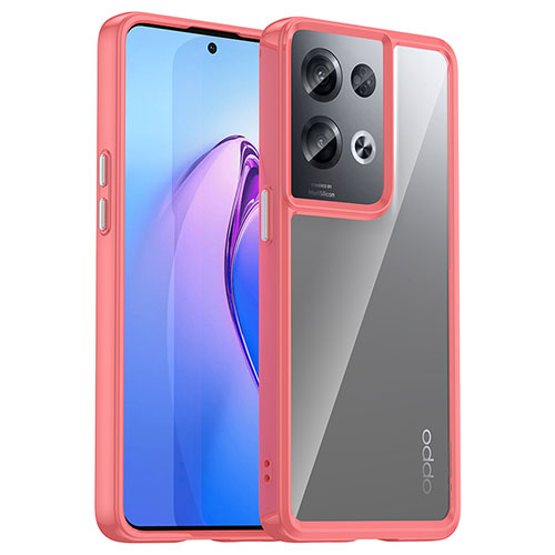 Silicone Transparent Frame Case Cover J01S for Oppo Reno8 Pro 5G Red
