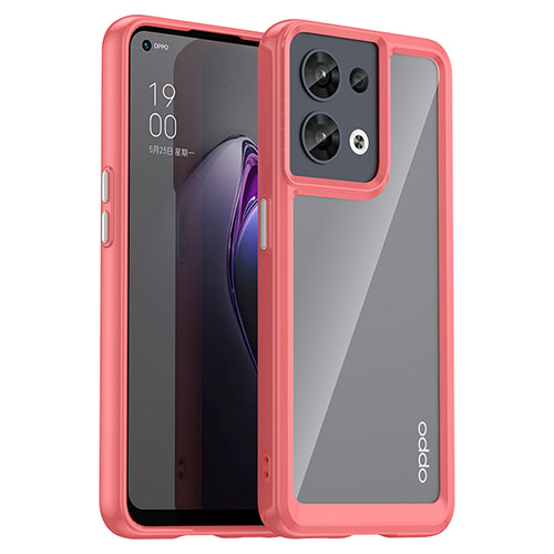 Silicone Transparent Frame Case Cover J01S for Oppo Reno9 Pro 5G Red