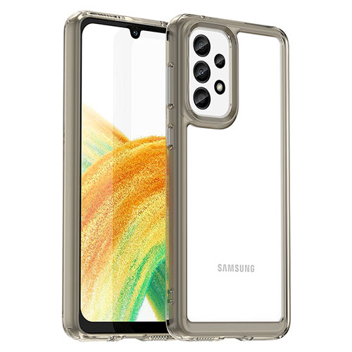 Silicone Transparent Frame Case Cover J01S for Samsung Galaxy A33 5G Gray