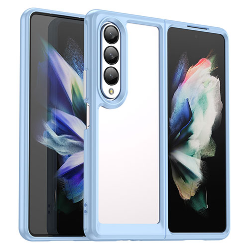 Silicone Transparent Frame Case Cover J02S for Samsung Galaxy Z Fold3 5G Blue