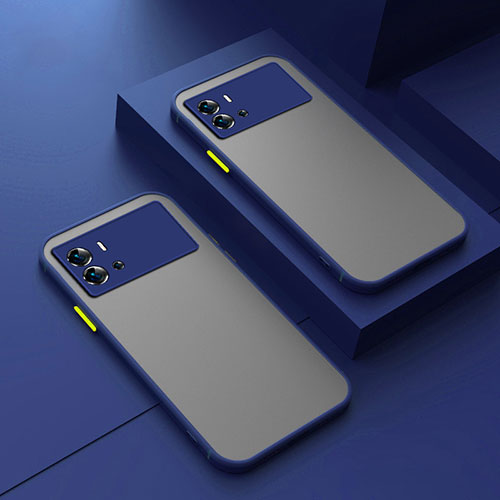 Silicone Transparent Frame Case Cover M01 for Vivo iQOO 9 5G Blue