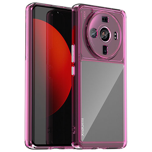 Silicone Transparent Frame Case Cover M01 for Xiaomi Mi 12 Ultra 5G Purple