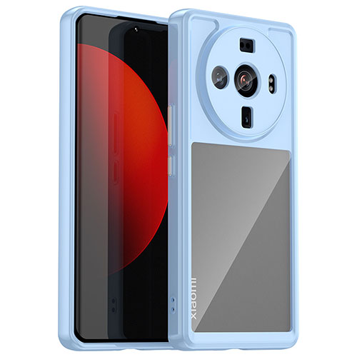 Silicone Transparent Frame Case Cover M01 for Xiaomi Mi 12 Ultra 5G Sky Blue