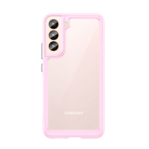 Silicone Transparent Frame Case Cover M03 for Samsung Galaxy S22 5G Pink