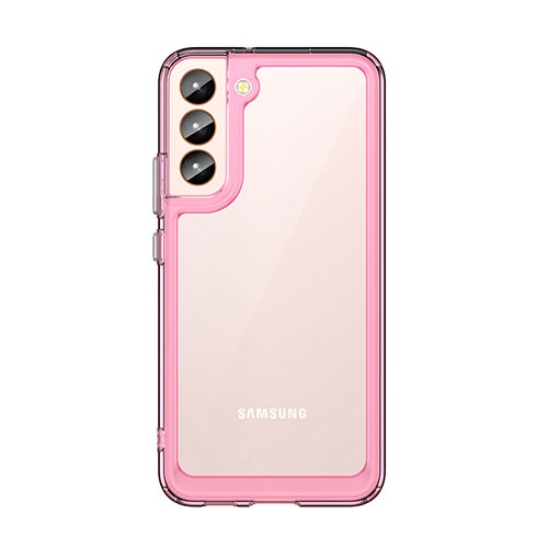 Silicone Transparent Frame Case Cover M03 for Samsung Galaxy S22 5G Rose Gold