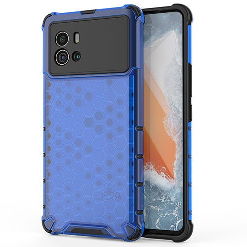 Silicone Transparent Frame Case Cover M04 for Vivo iQOO 9 Pro 5G Blue