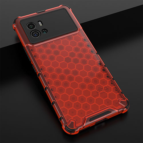 Silicone Transparent Frame Case Cover M05 for Vivo iQOO 9 5G Red