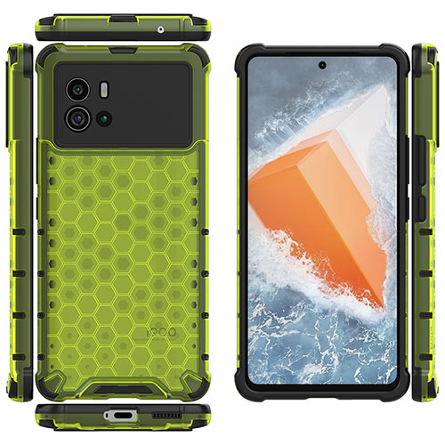 Silicone Transparent Frame Case Cover M07 for Vivo iQOO 9 5G Green