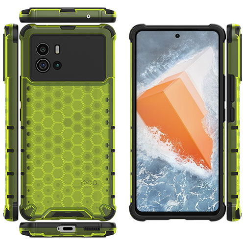 Silicone Transparent Frame Case Cover M07 for Vivo iQOO 9 Pro 5G Green