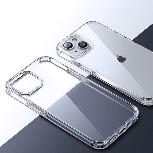 Silicone Transparent Frame Case Cover QC2 for Apple iPhone 14 Clear