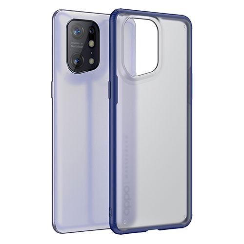 Silicone Transparent Frame Case Cover W01L for Oppo Find X5 5G Blue