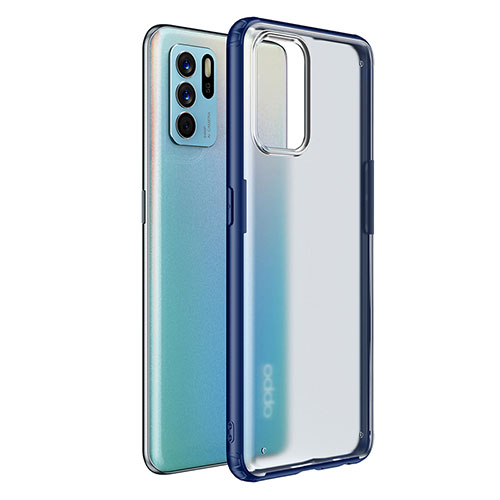 Silicone Transparent Frame Case Cover W01L for Oppo Reno6 Z 5G Blue