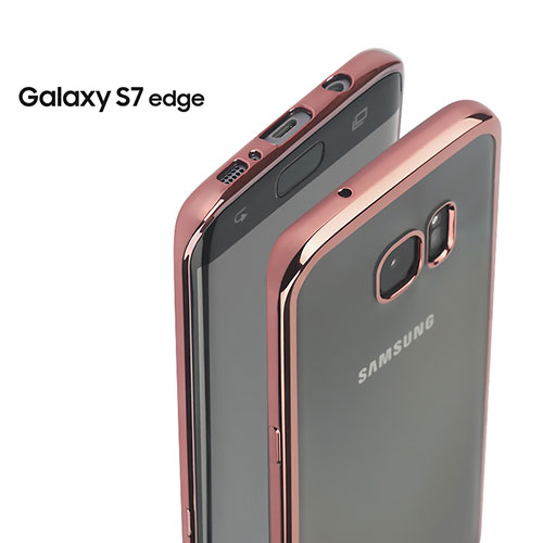Silicone Transparent Frame Case for Samsung Galaxy S7 Edge G935F Rose Gold