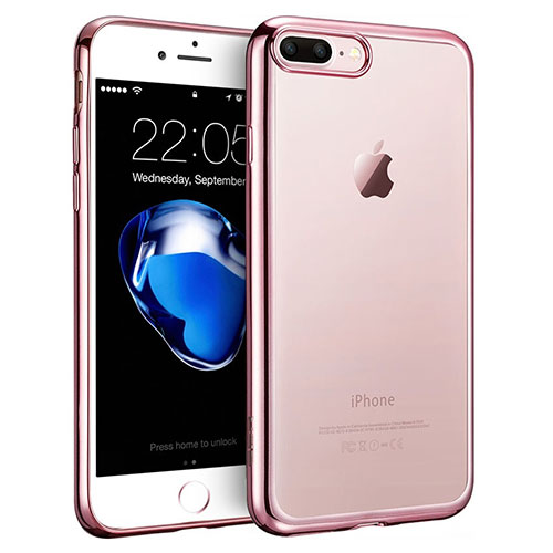 Silicone Transparent Frame Case T01 for Apple iPhone 7 Plus Pink