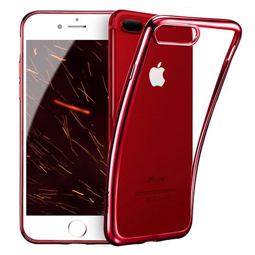 Silicone Transparent Frame Case T01 for Apple iPhone 8 Plus Red