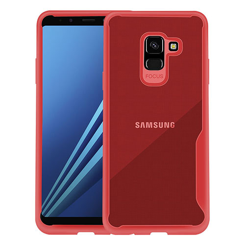 Silicone Transparent Frame Cover for Samsung Galaxy A8+ A8 Plus (2018) A730F Red