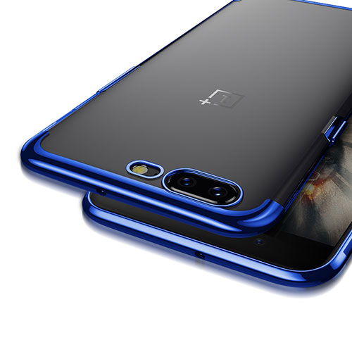 Silicone Transparent Matte Finish Frame Case for OnePlus 5 Blue