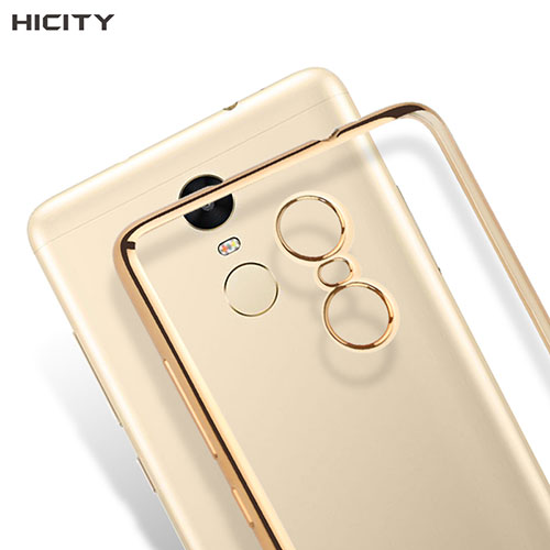 Silicone Transparent Matte Finish Frame Case for Xiaomi Redmi Note 3 MediaTek Gold