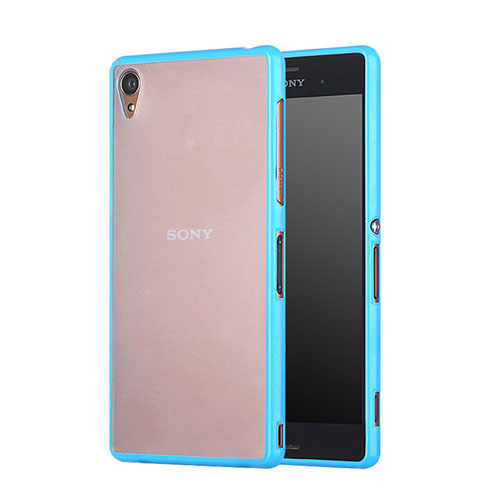 Silicone Transparent Matte Finish Frame Cover for Sony Xperia Z3 Sky Blue