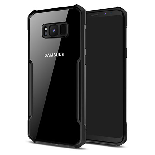 Silicone Transparent Mirror Frame Case 360 Degrees R02 for Samsung Galaxy S8 Black