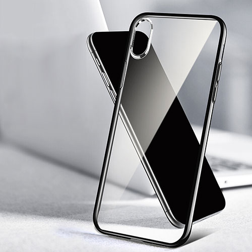 Silicone Transparent Mirror Frame Case 360 Degrees T02 for Apple iPhone X Black