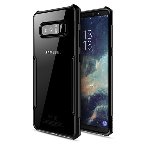 Silicone Transparent Mirror Frame Case 360 Degrees T03 for Samsung Galaxy Note 8 Duos N950F Black