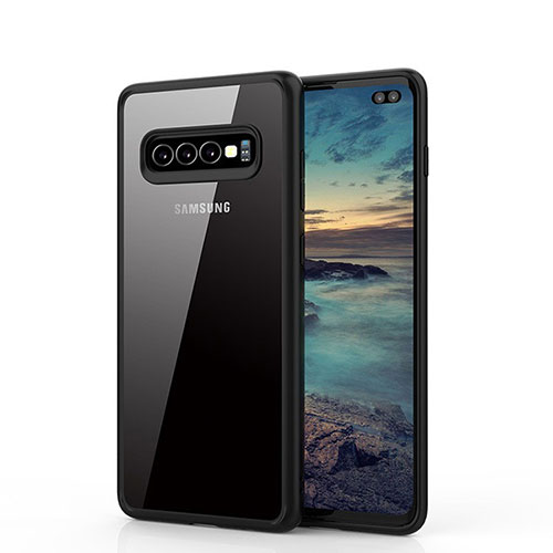 Silicone Transparent Mirror Frame Case Cover A02 for Samsung Galaxy S10 Plus Black