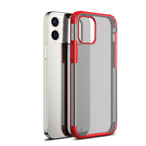 Silicone Transparent Mirror Frame Case Cover for Apple iPhone 12 Mini Red