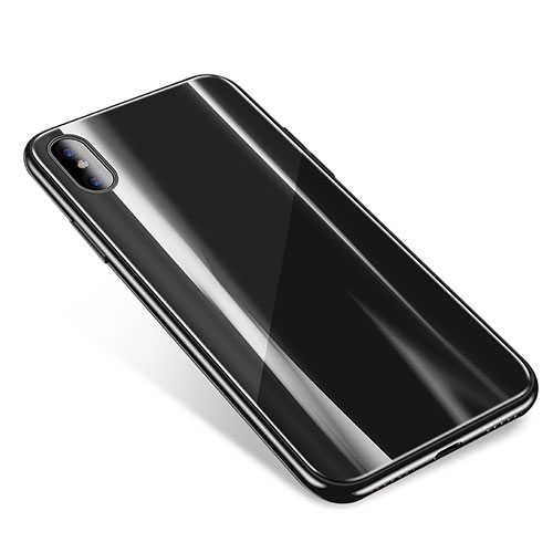 Silicone Transparent Mirror Frame Case Cover for Apple iPhone Xs Max Black