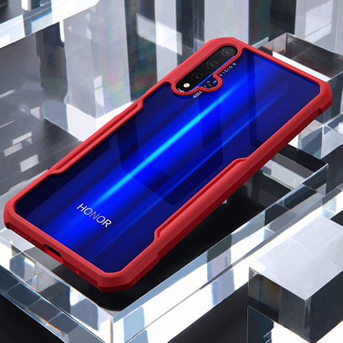 Silicone Transparent Mirror Frame Case Cover for Huawei Honor 20 Red