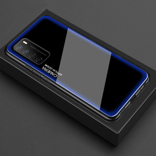 Silicone Transparent Mirror Frame Case Cover for Huawei Honor Play4 5G Blue
