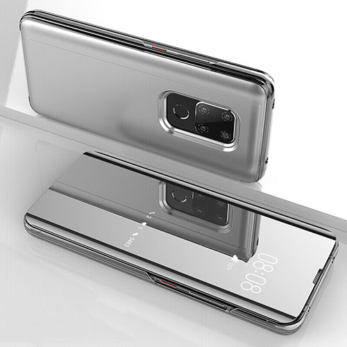 Silicone Transparent Mirror Frame Case Cover for Huawei Mate 20 Silver