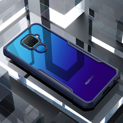 Silicone Transparent Mirror Frame Case Cover for Huawei Nova 5z Blue